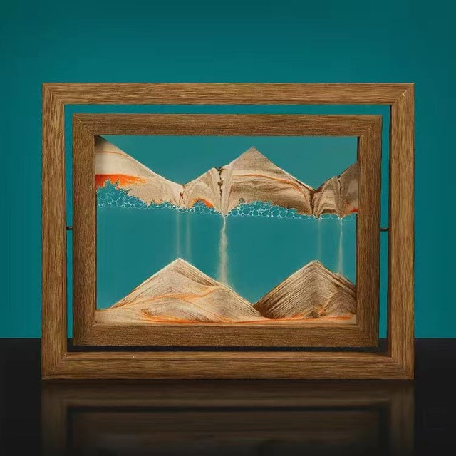 3D Rotating Sand Art in Solid Wood Frame