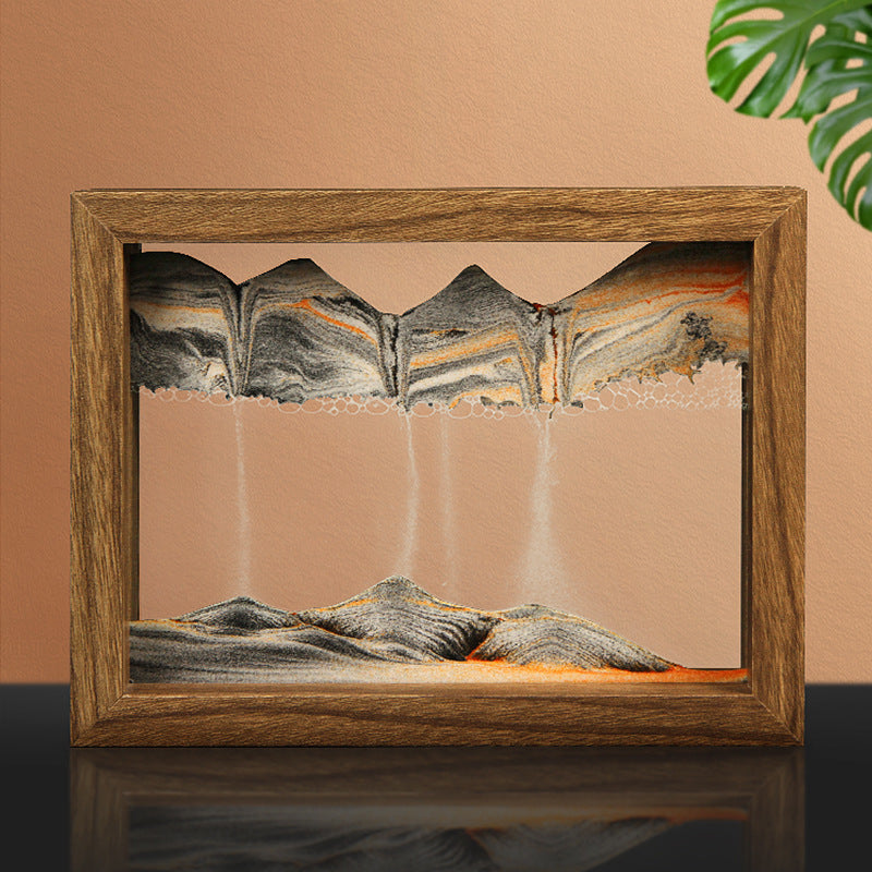 3D Rotating Sand Art in Solid Wood Frame