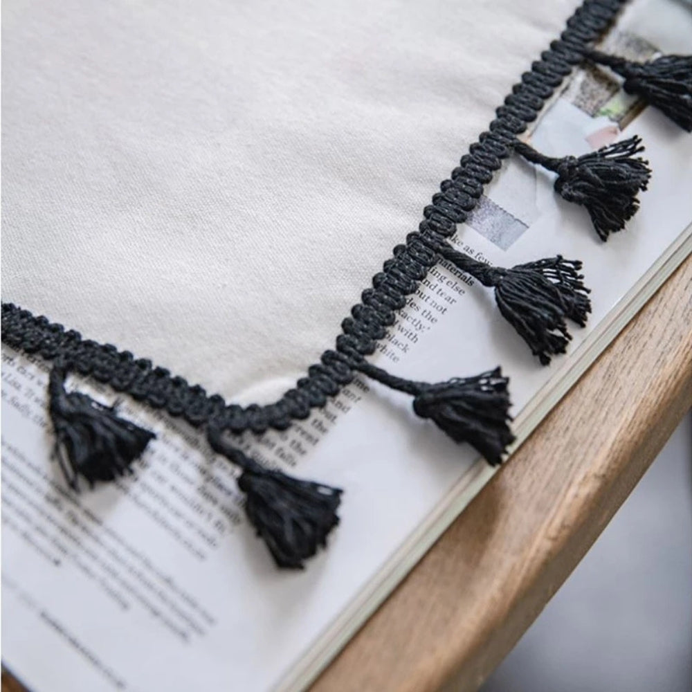 Embroidered Microfiber Tassel Blackout Curtain