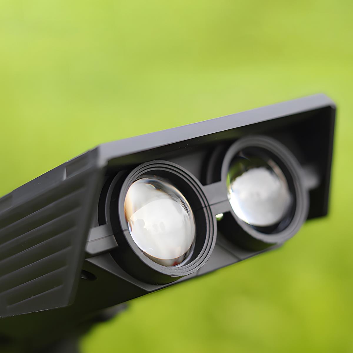 Solar-Powered Adjustable LED Spotlight with RGB and White Light