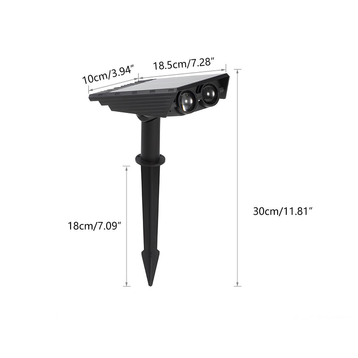 Solar-Powered Adjustable LED Spotlight with RGB and White Light