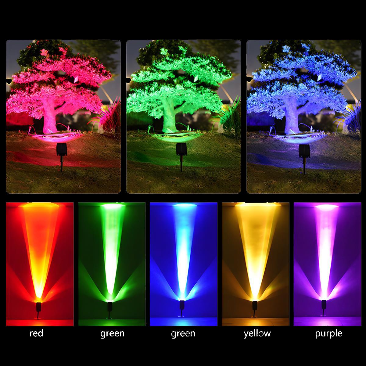 Solar-Powered Adjustable LED Spotlight with RGB and White Light