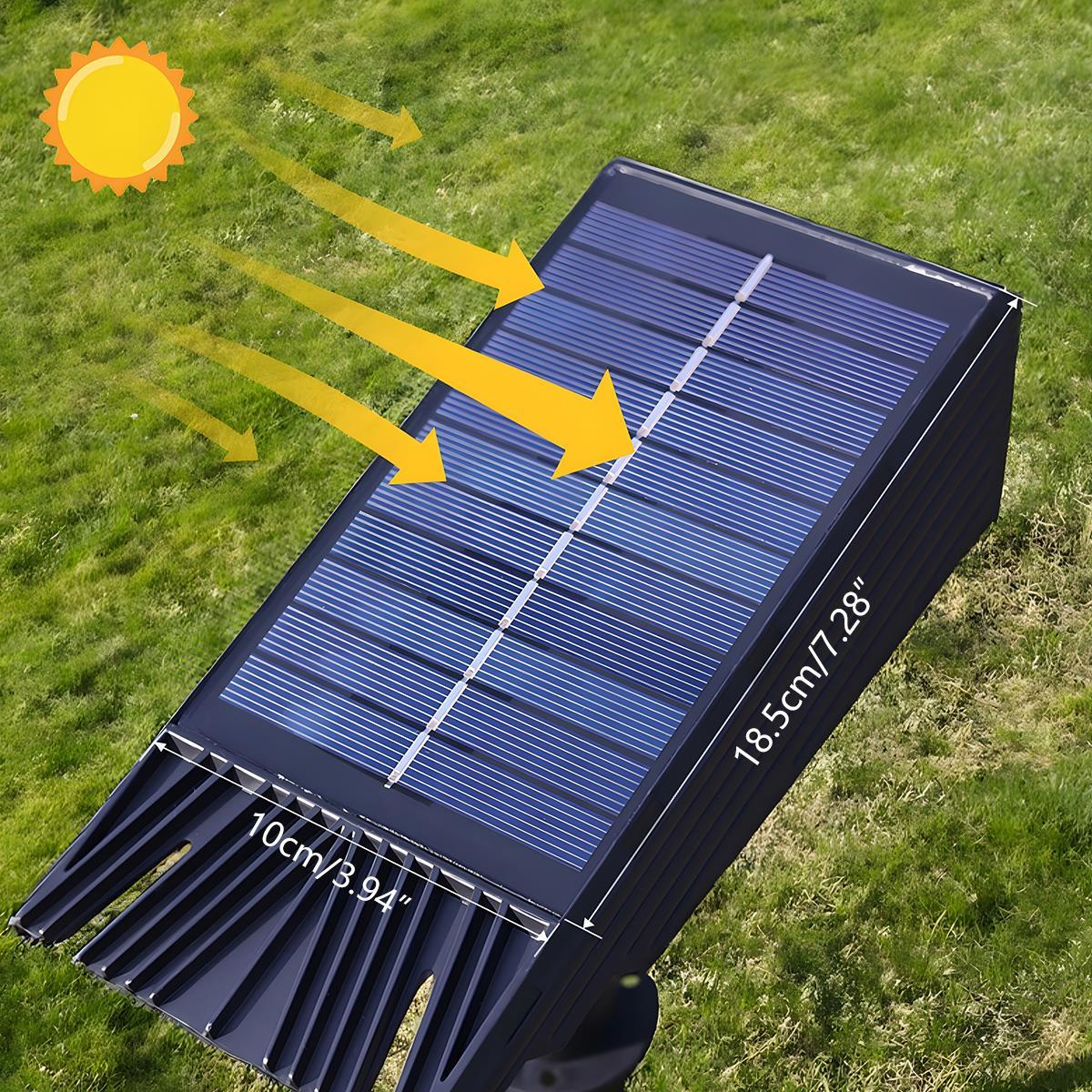 Solar-Powered Adjustable LED Spotlight with RGB and White Light