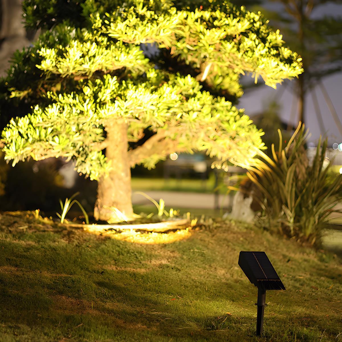 Solar-Powered Adjustable LED Spotlight with RGB and White Light