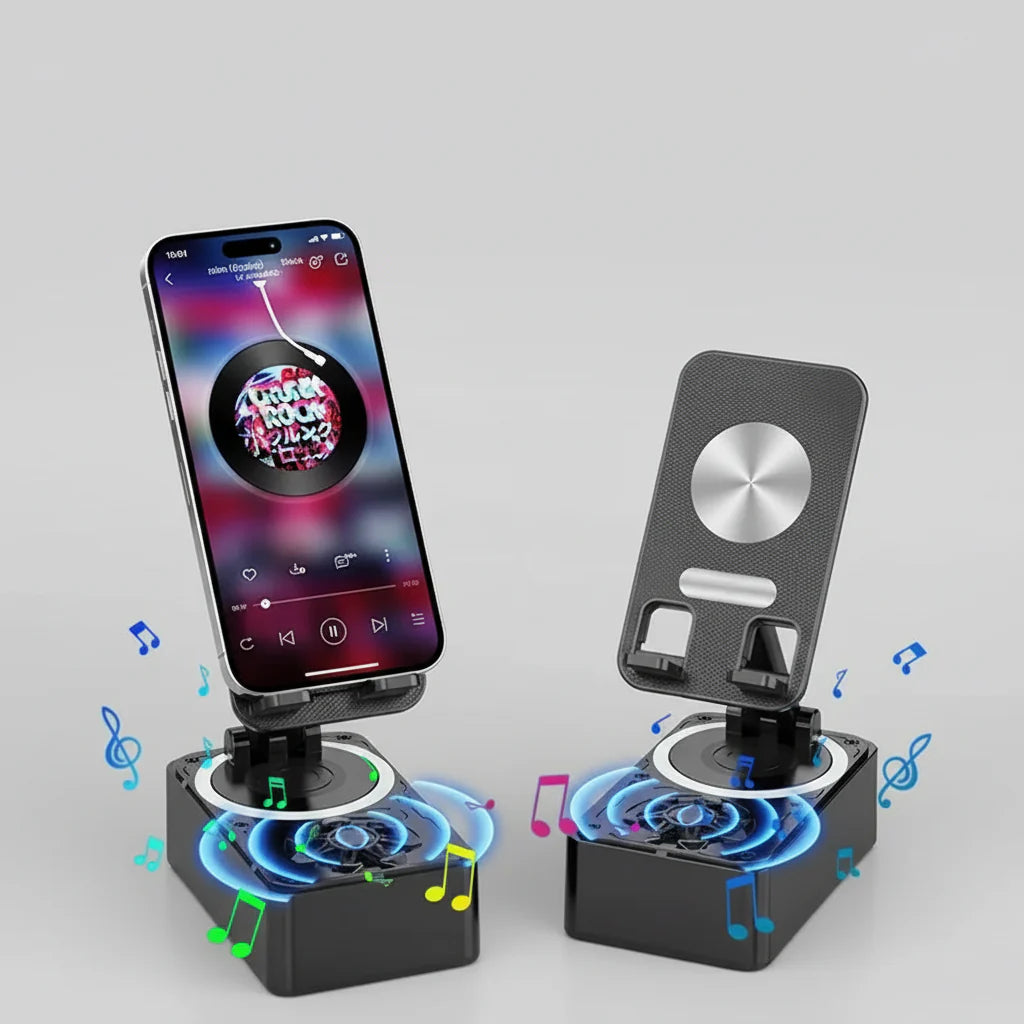 Bluetooth Speaker with Adjustable Tablet Holder Stand