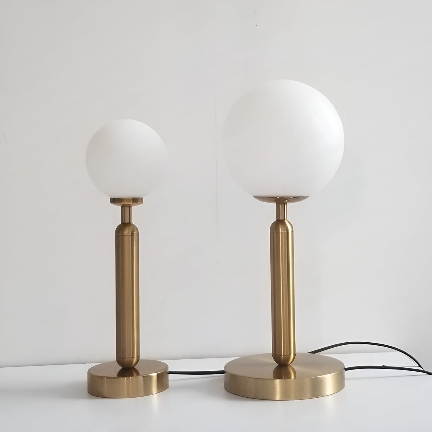 Glass and Brass LED Table Lamp - Elegant SphereShine Design