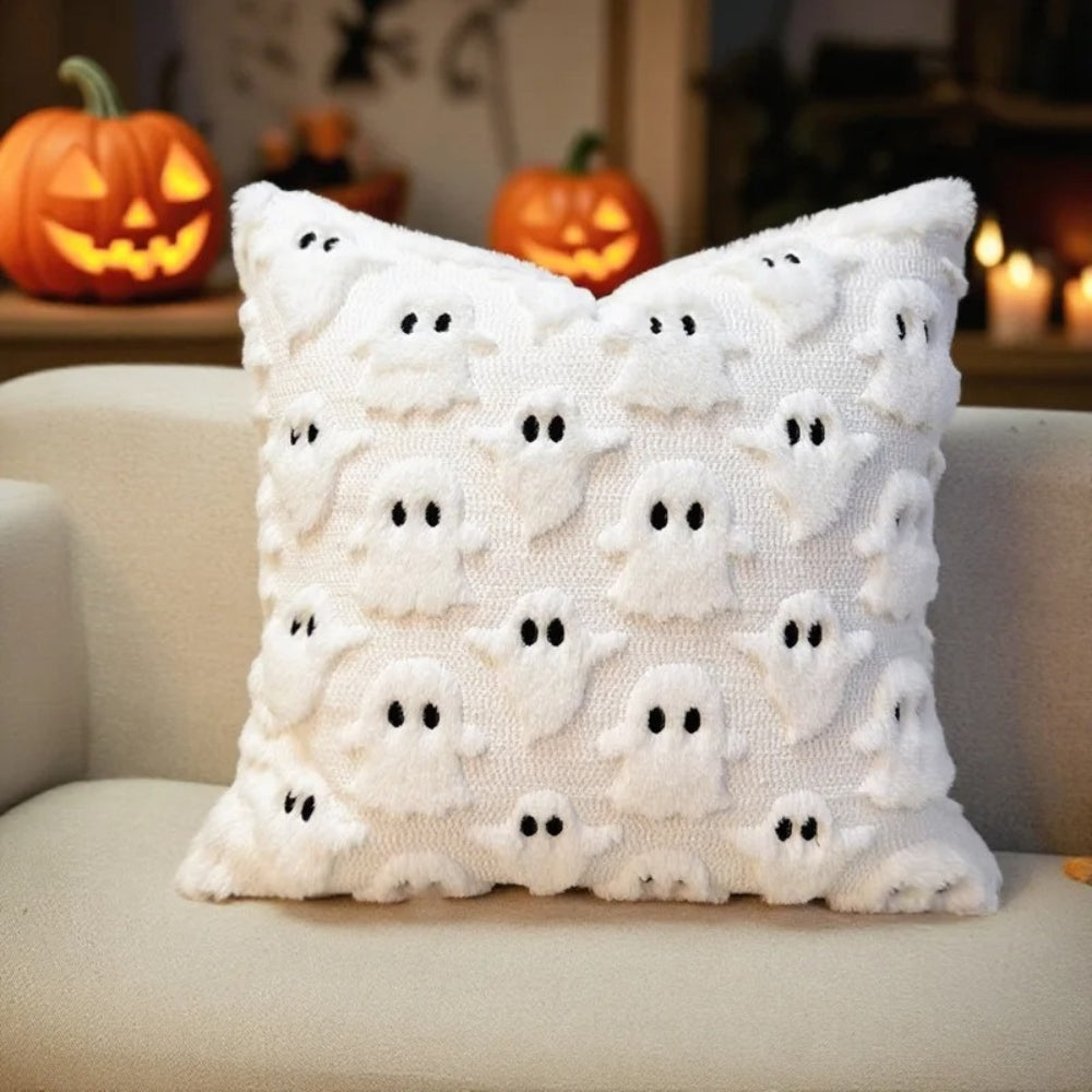 3D Ghost Plush Halloween Cushion Cover