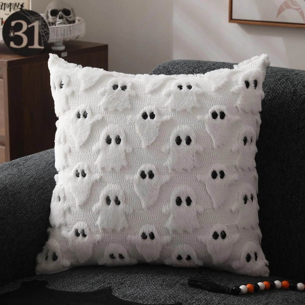 3D Ghost Plush Halloween Cushion Cover