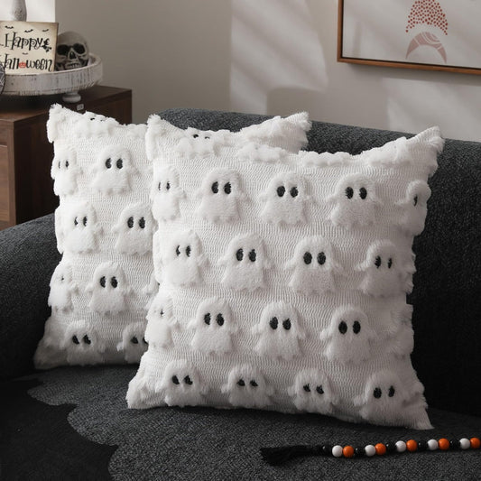 3D Ghost Plush Halloween Cushion Cover