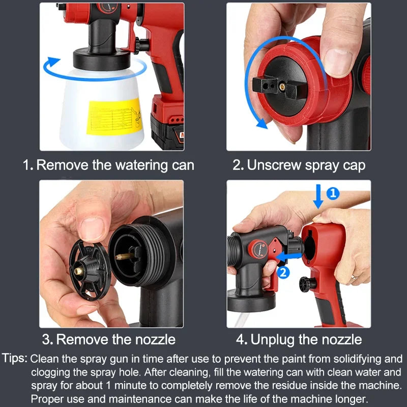 Wireless Lithium Battery Paint Sprayer with Adjustable Nozzle