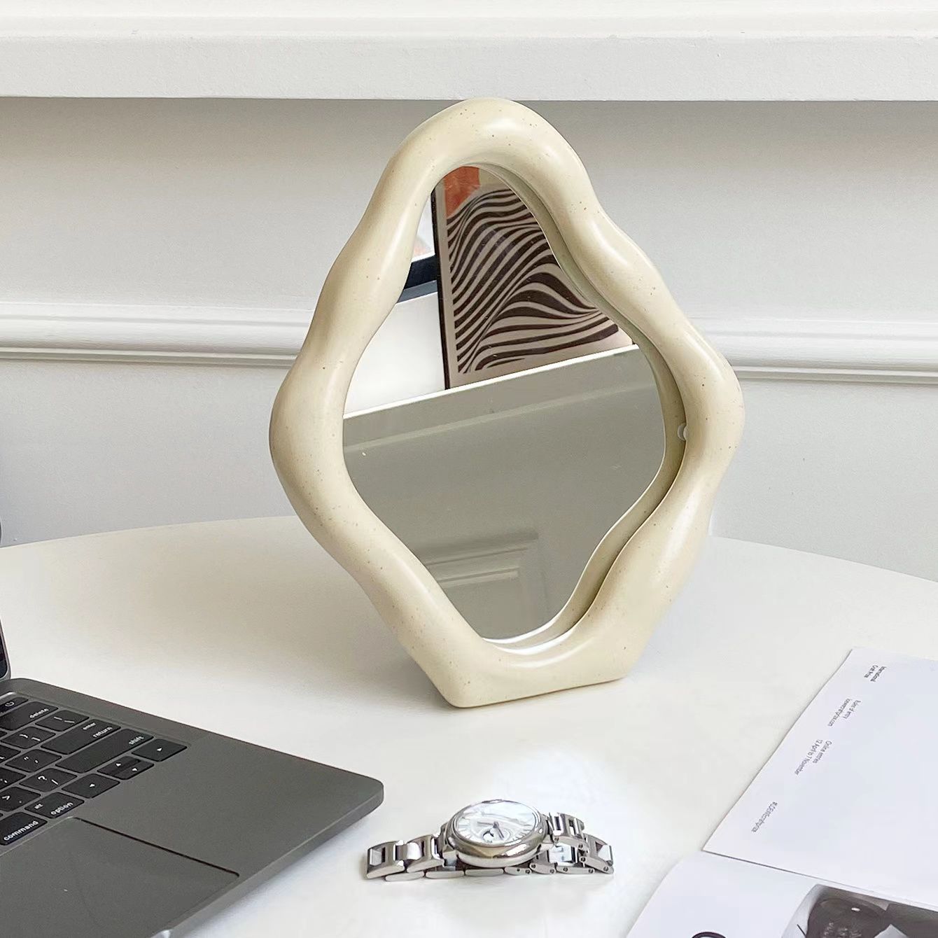 Nordic Silver Zigzag Wall Mirror