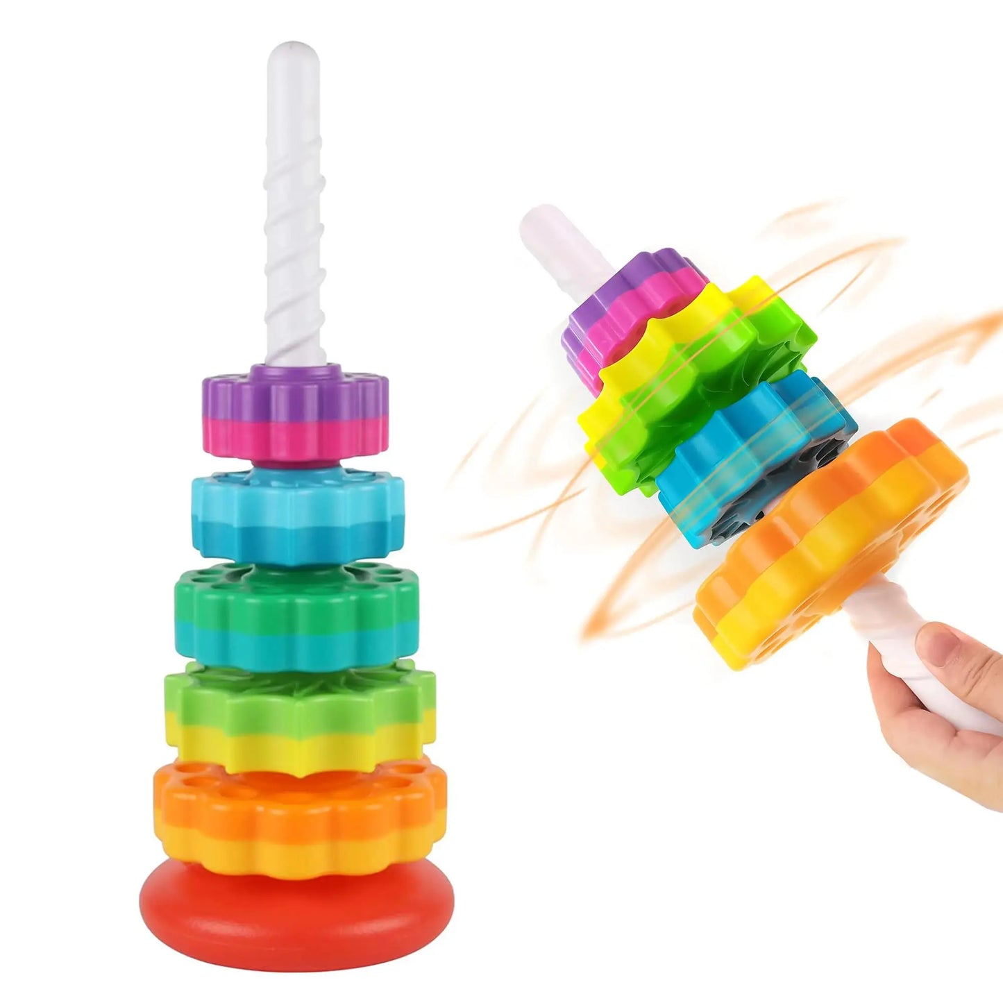 Colorful Stacking Spinning Ring Toy for Toddlers