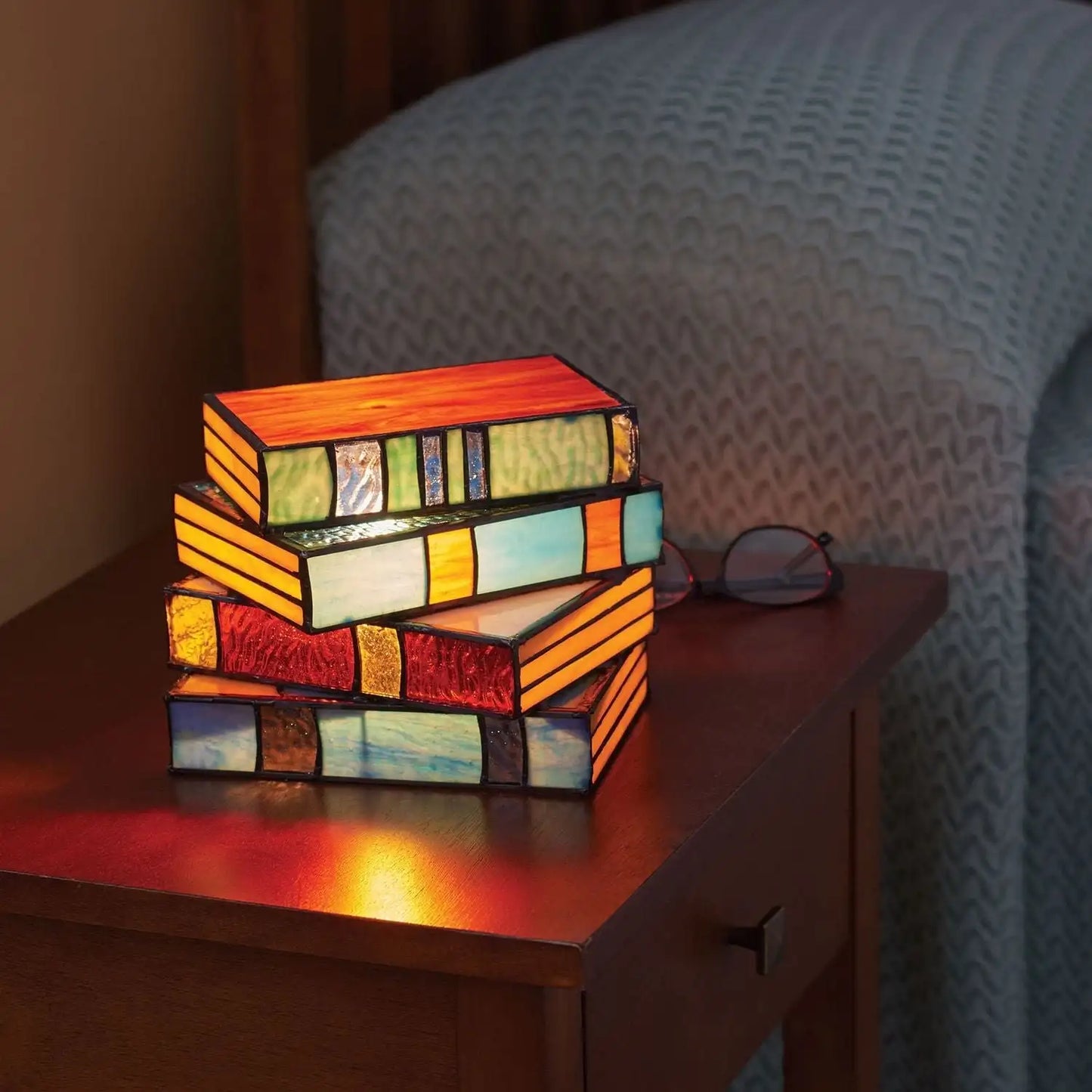 Stained Glass Book Lamp - Elegant Reading Table Lamp