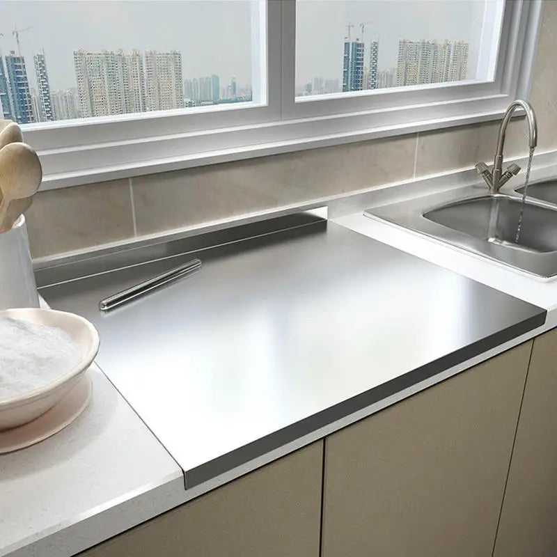 Stainless Steel Cutting Board with Non-Slip Feet and Edge Design