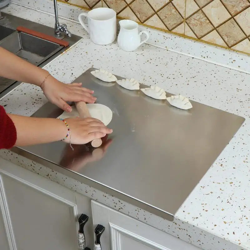 Stainless Steel Cutting Board with Non-Slip Feet and Edge Design