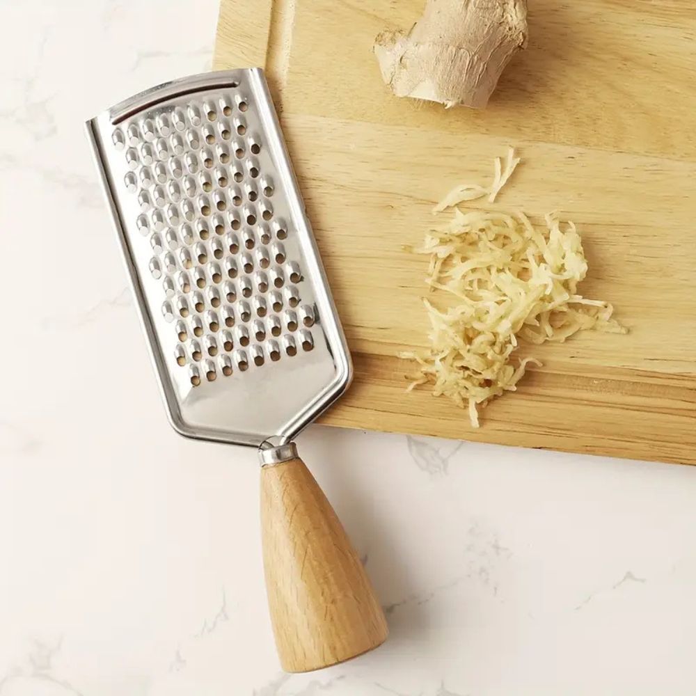 Stainless Steel Handheld Grater with Ergonomic Wooden Handle