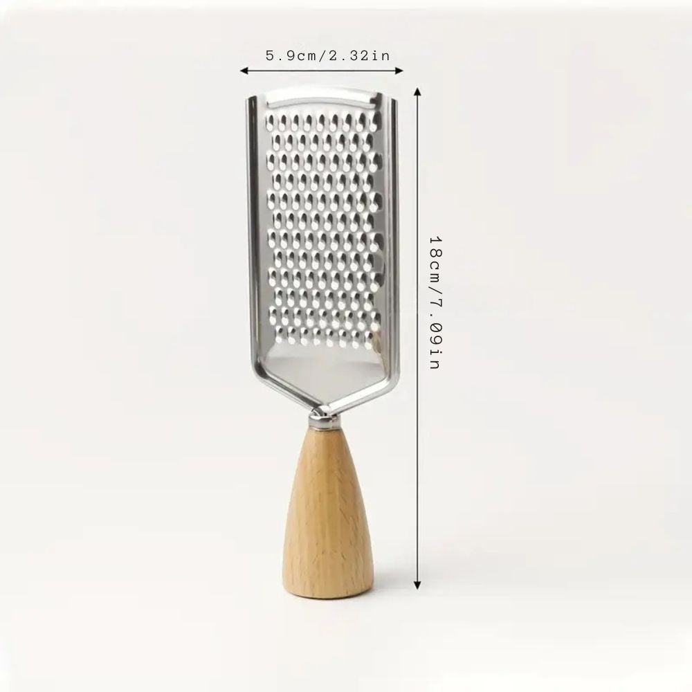 Stainless Steel Handheld Grater with Ergonomic Wooden Handle
