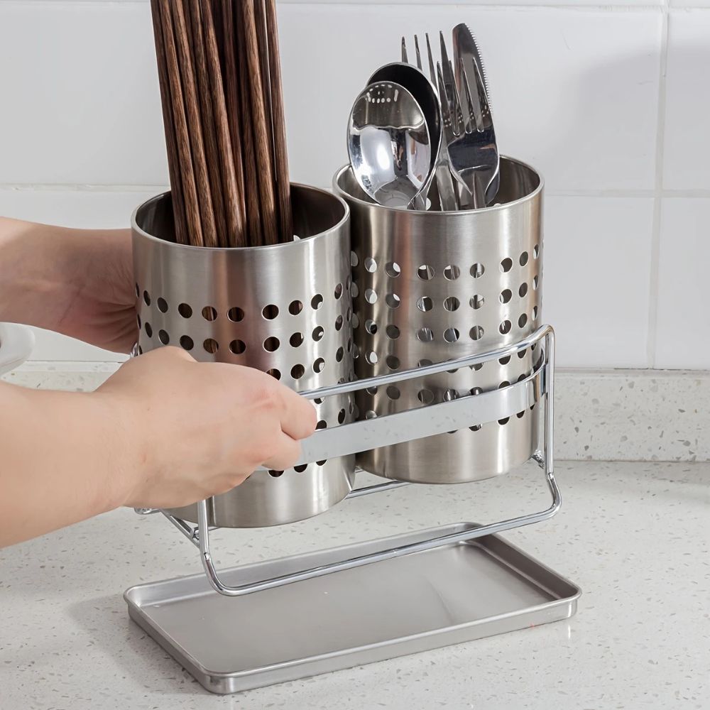 Stainless Steel Perforated Utensil Holder