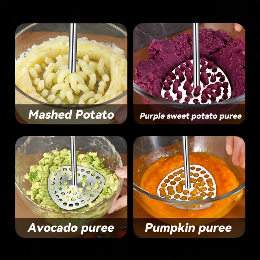 Ergonomic Stainless Steel Potato Masher with Wide Mashing Plate