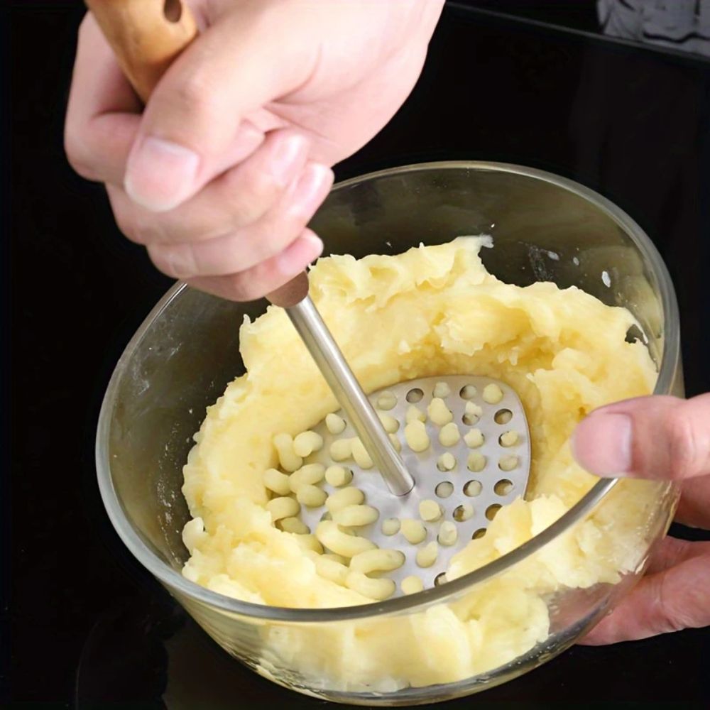 Ergonomic Stainless Steel Potato Masher with Wide Mashing Plate