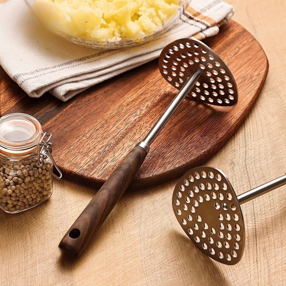 Ergonomic Stainless Steel Potato Masher with Wide Mashing Plate
