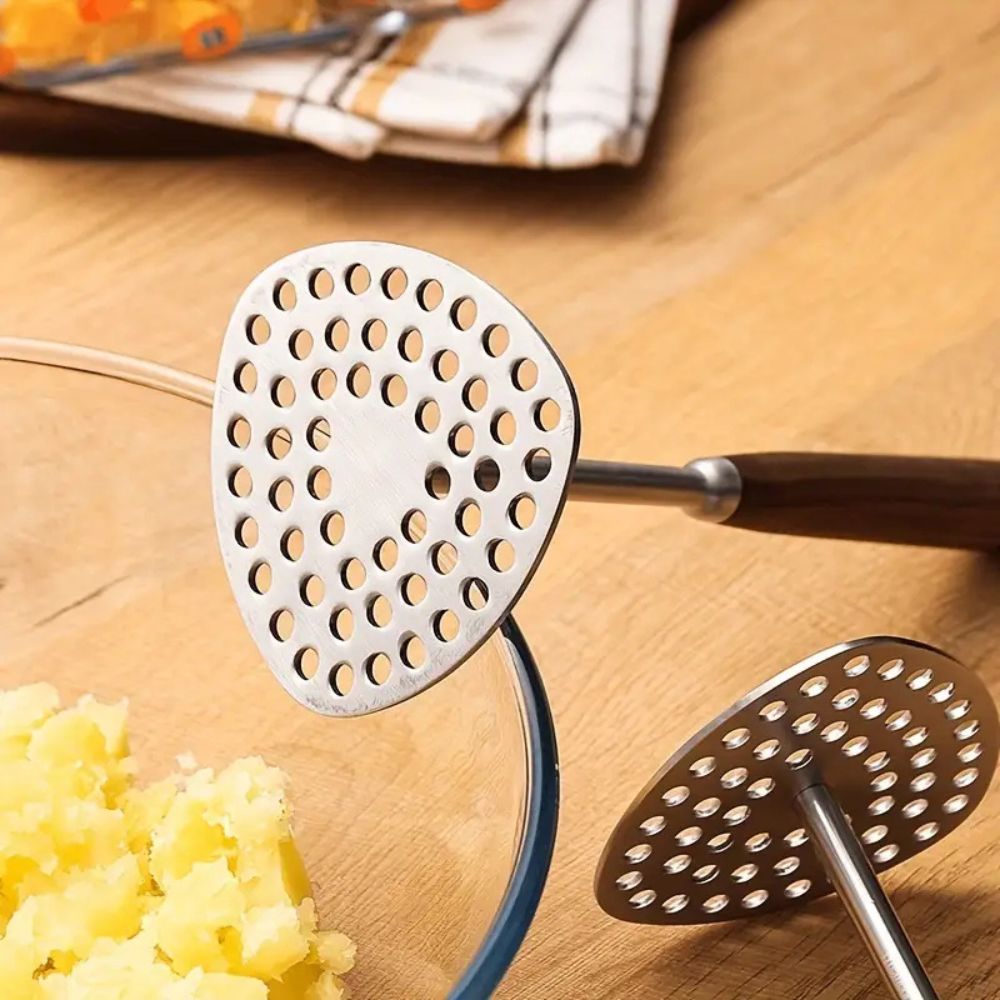 Ergonomic Stainless Steel Potato Masher with Wide Mashing Plate