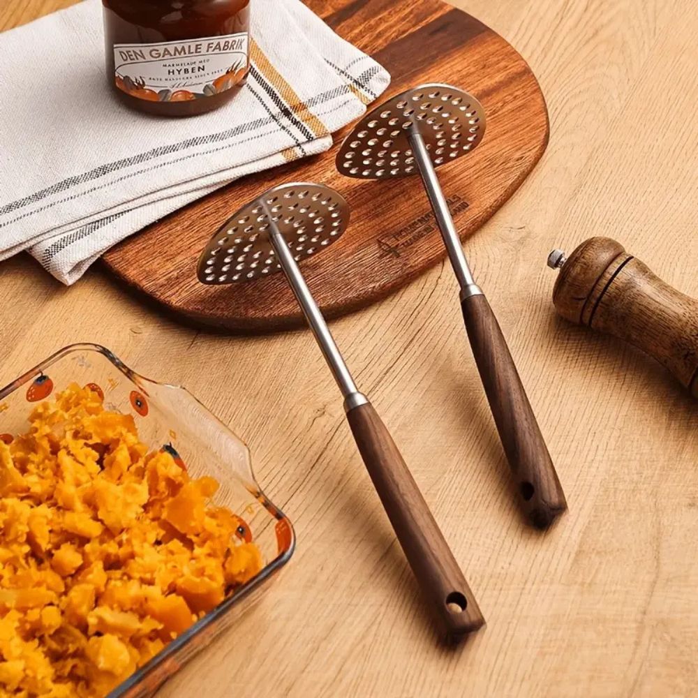 Ergonomic Stainless Steel Potato Masher with Wide Mashing Plate