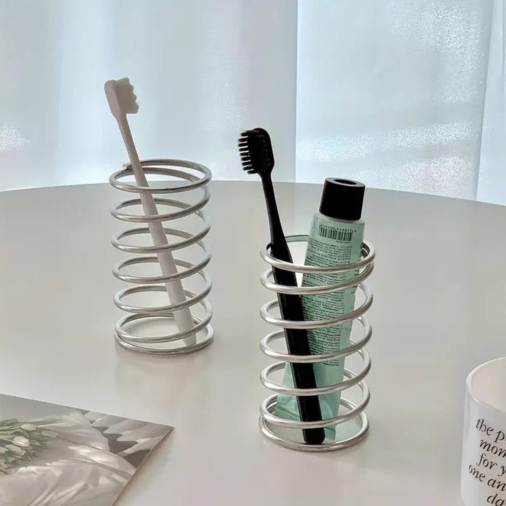 Stainless Steel Spiral Toothbrush and Makeup Brush Holder