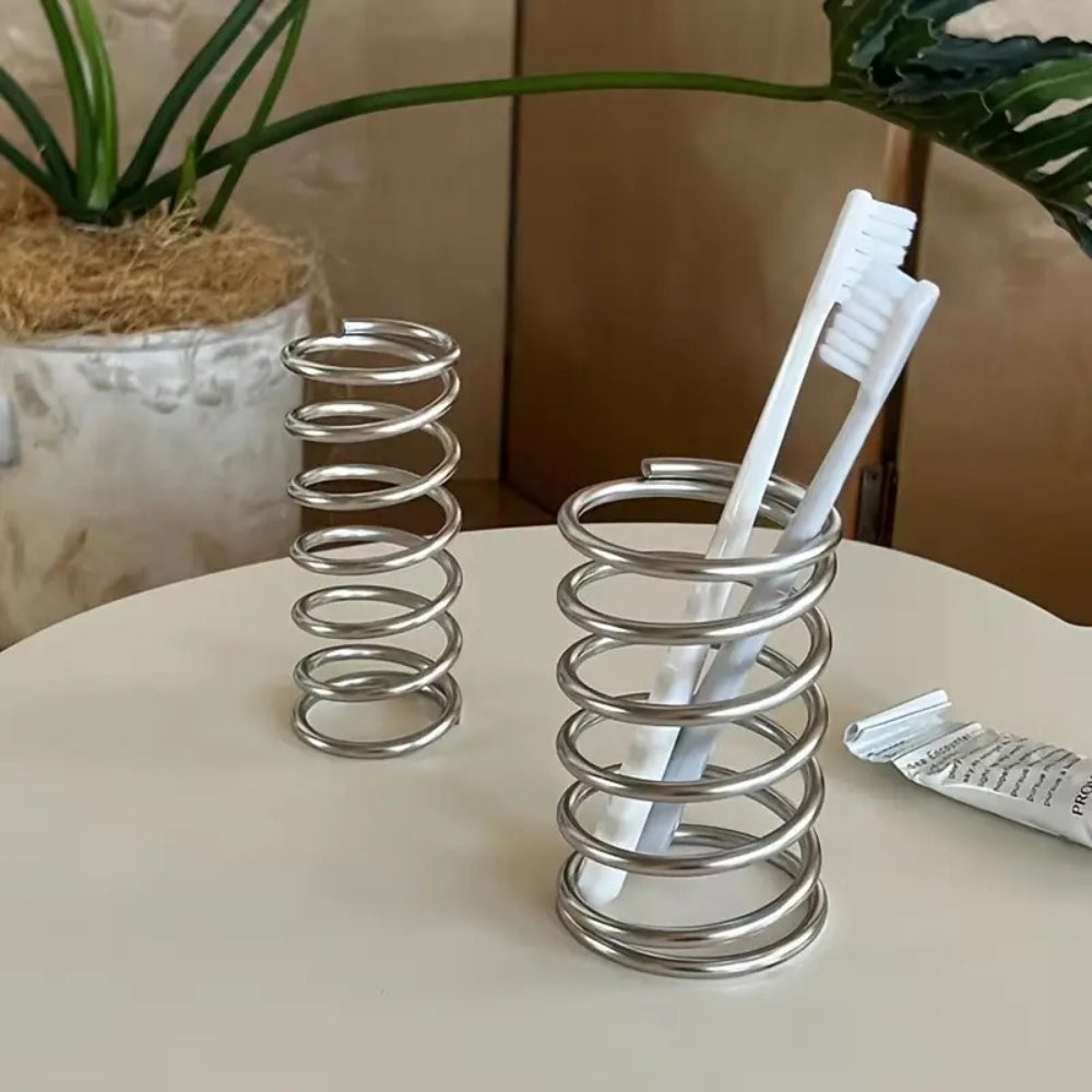 Stainless Steel Spiral Toothbrush and Makeup Brush Holder