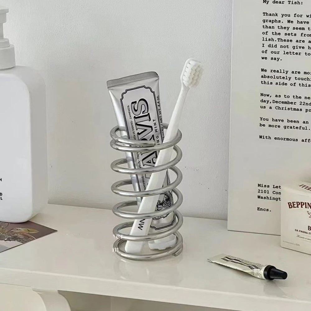 Stainless Steel Spiral Toothbrush and Makeup Brush Holder