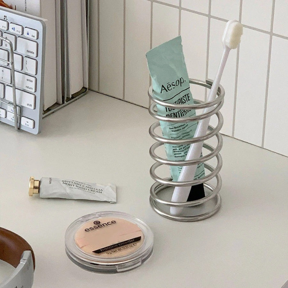 Stainless Steel Spiral Toothbrush and Makeup Brush Holder