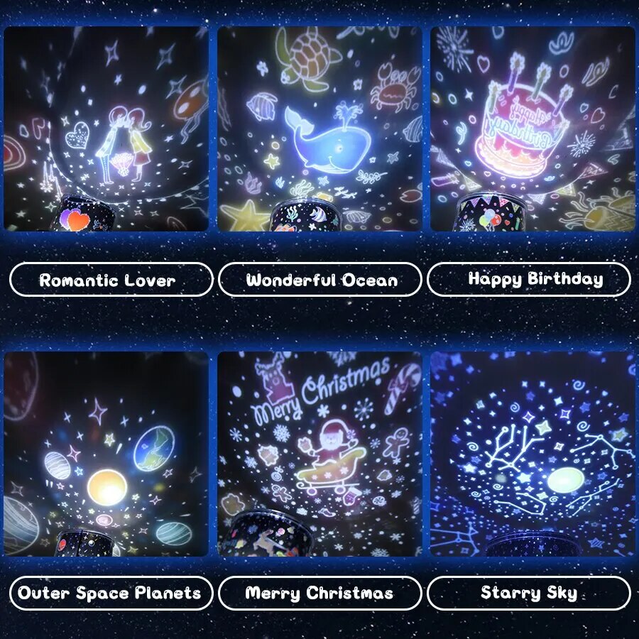 Whimsical Night Light Projector for Kids with 6 Projection Effects