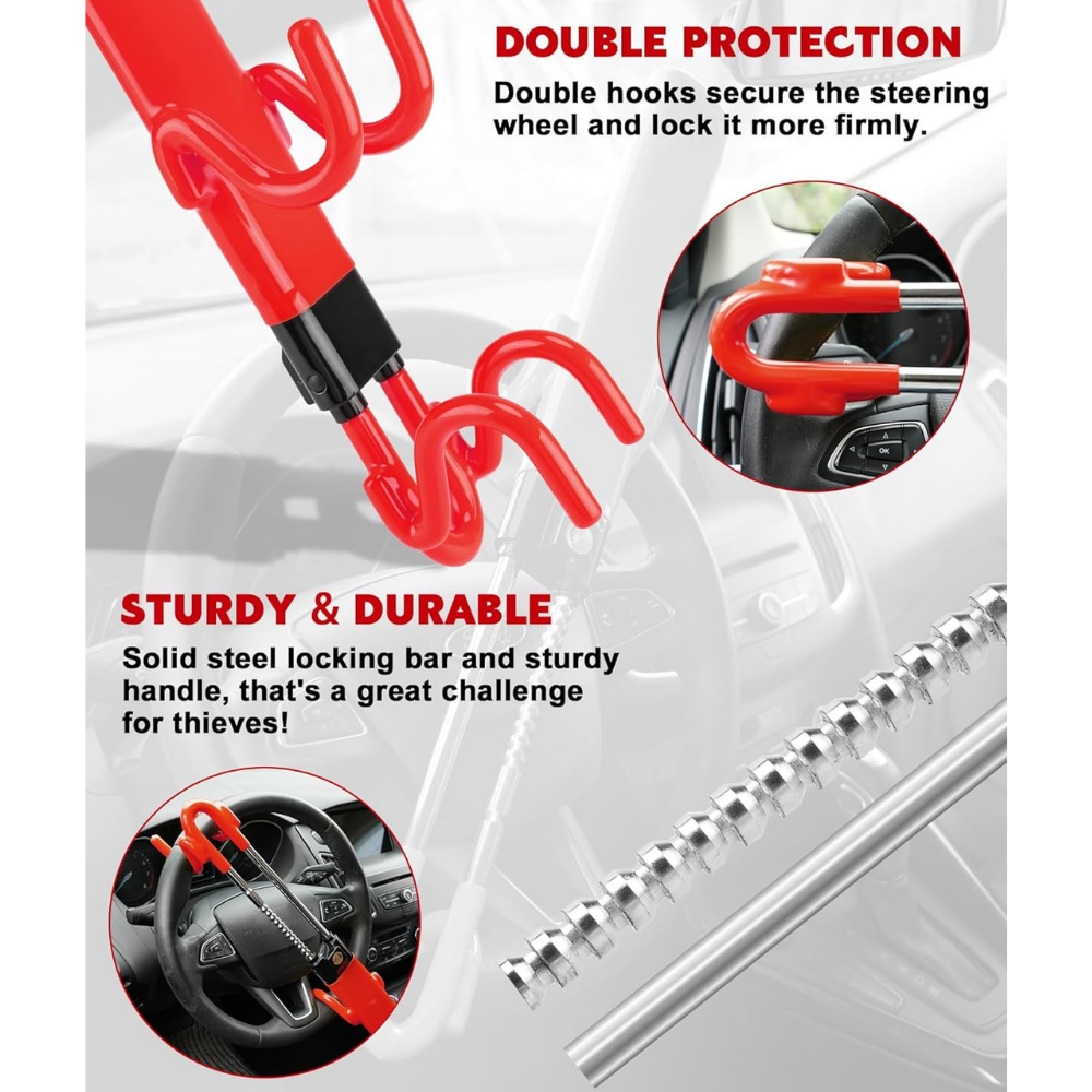 Heavy-Duty Steel Steering Wheel Lock for Car Anti-Theft Security
