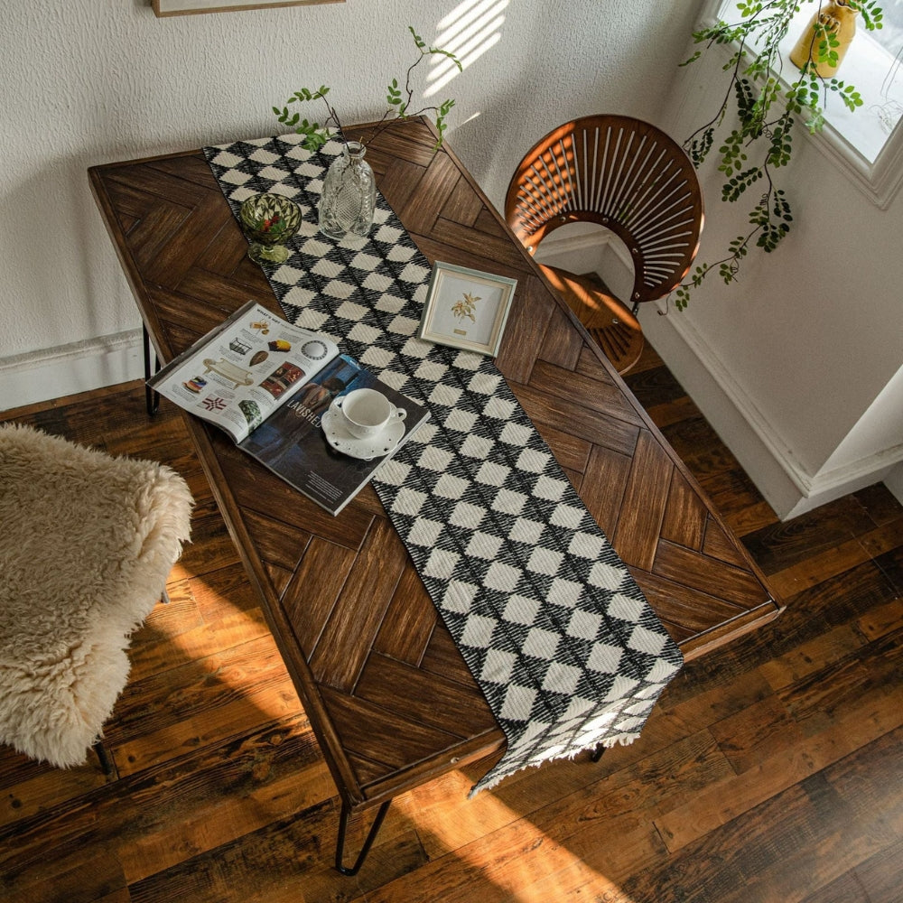 Diamond Tassel Fringe Table Runner