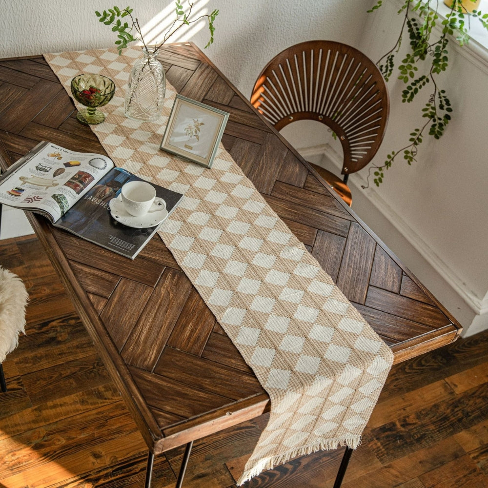 Diamond Tassel Fringe Table Runner