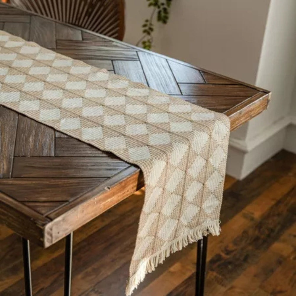 Diamond Tassel Fringe Table Runner