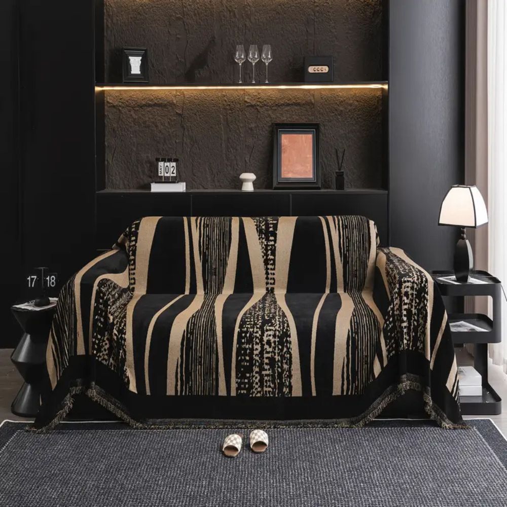Stone Bohemian Fringe Sofa Cover - Pet-Friendly Microfiber