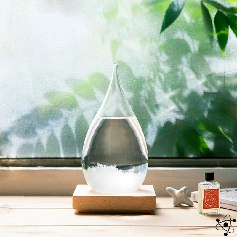 Postmodern Storm Glass Weather Predictor with Wooden Base