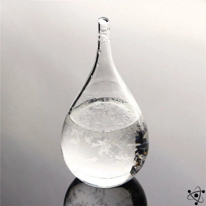 Postmodern Storm Glass Weather Predictor with Wooden Base
