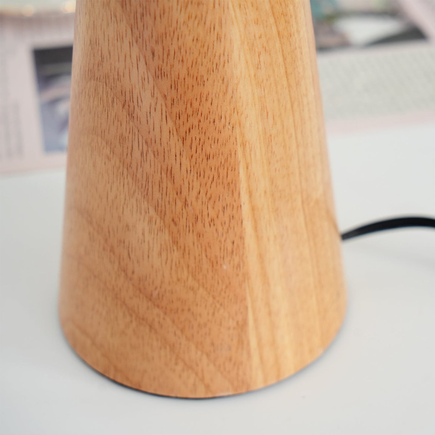 Elegant Wood and Metal Table Lamp with Pleated Linen Shade
