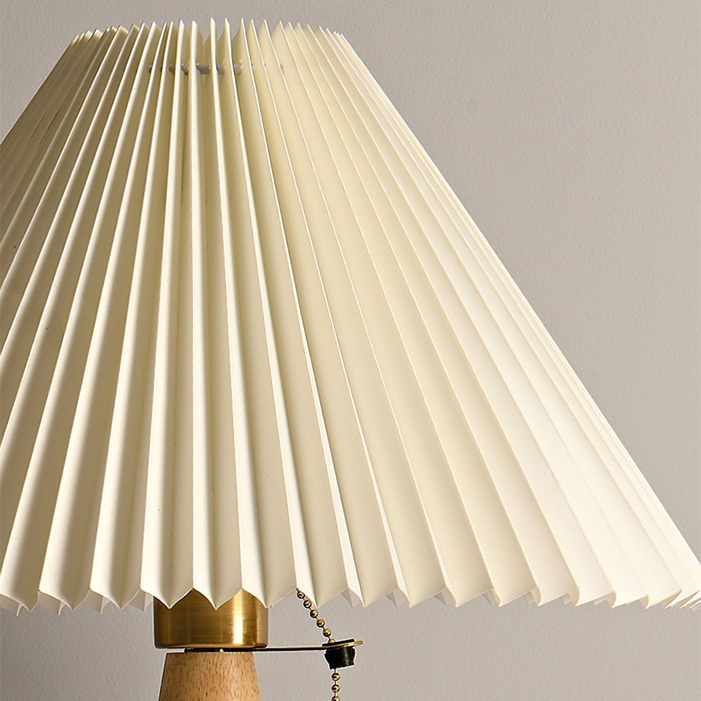 Elegant Wood and Metal Table Lamp with Pleated Linen Shade