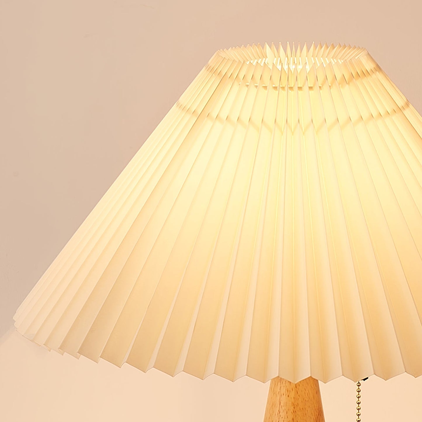 Elegant Wood and Metal Table Lamp with Pleated Linen Shade