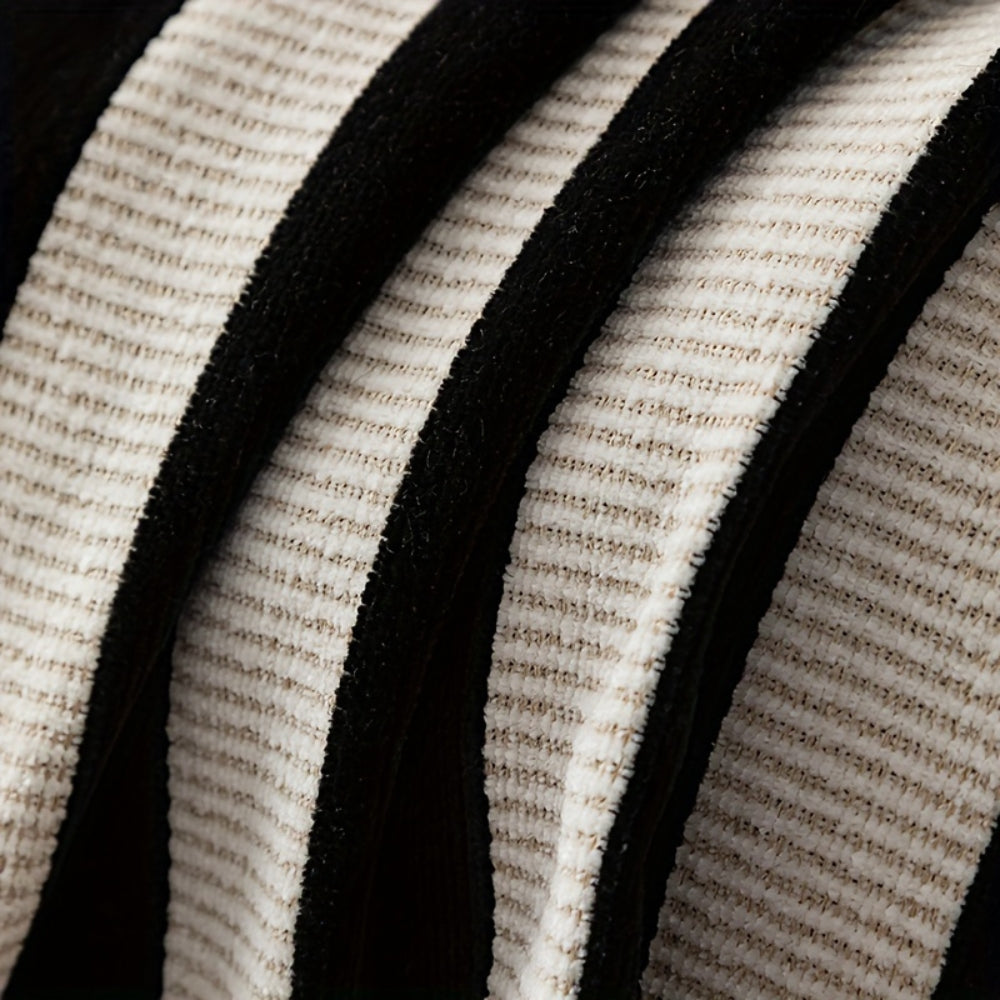Black and White Striped Chenille Sofa Cover