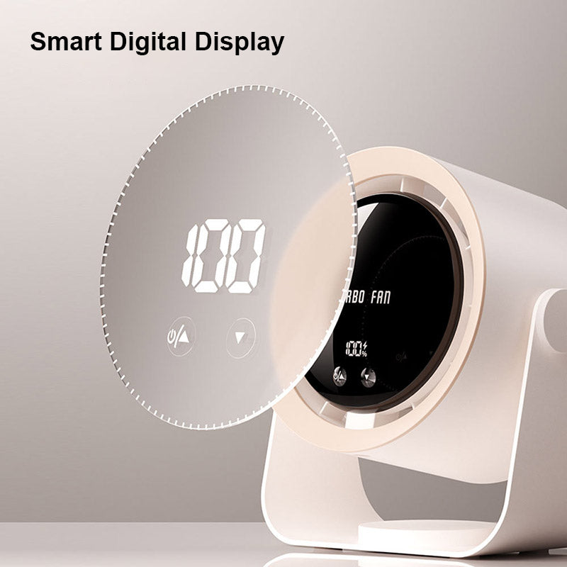 USB Desk Fan with Digital Display and 100-Speed Turbine