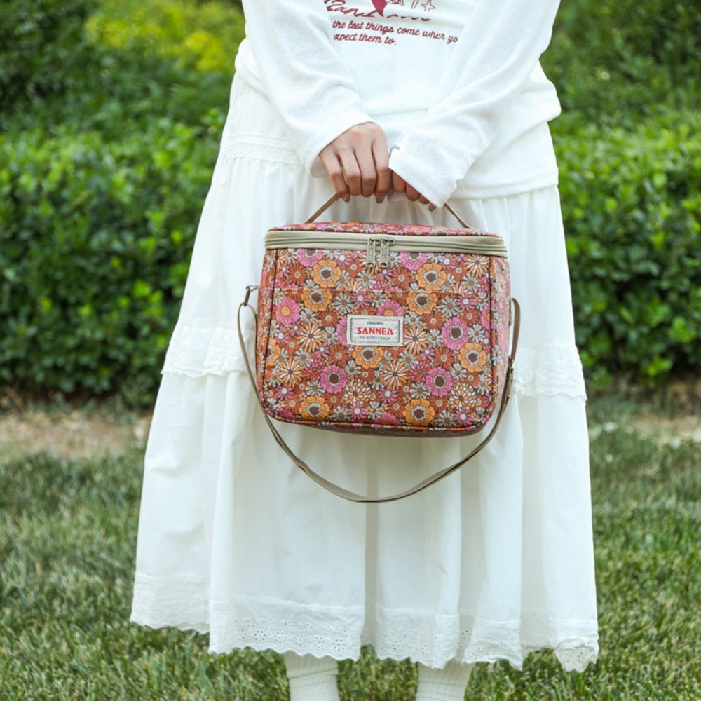 Insulated Retro Floral Picnic Lunch Bag
