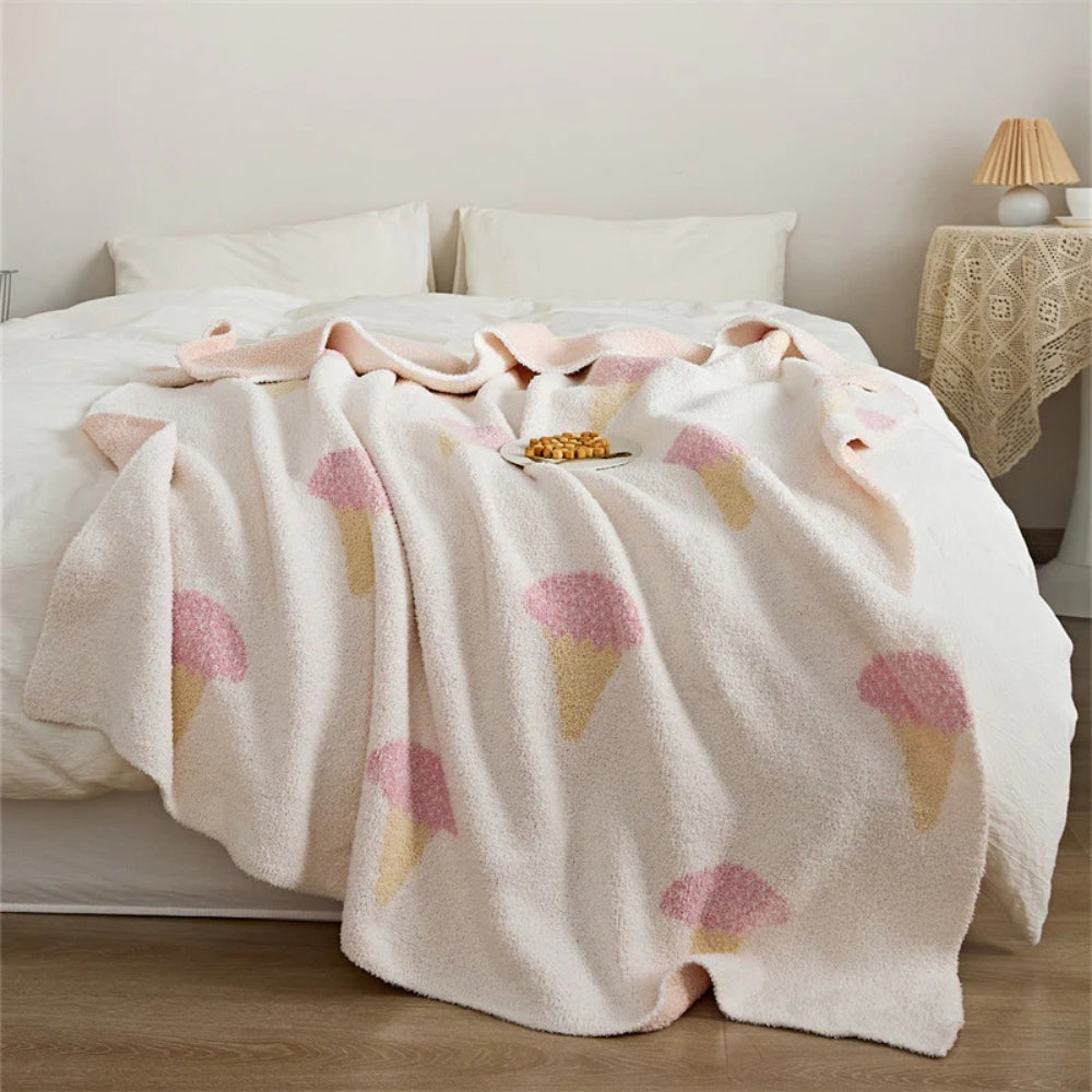 Ice Cream Cone Soft Knit Throw Blanket