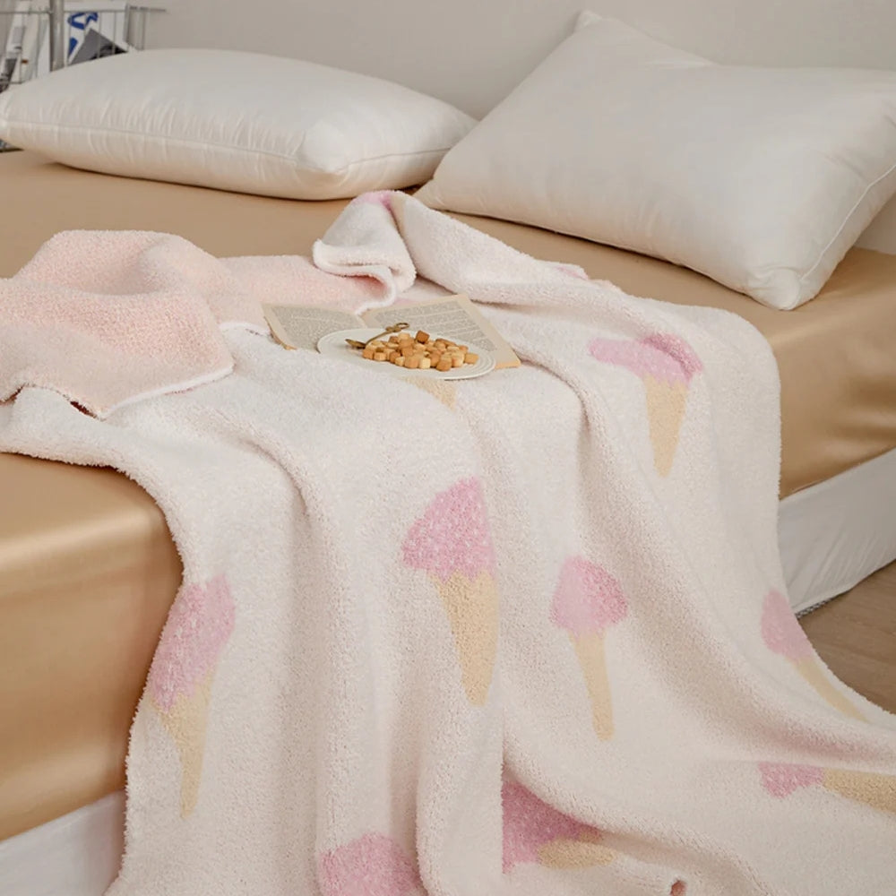 Ice Cream Cone Soft Knit Throw Blanket