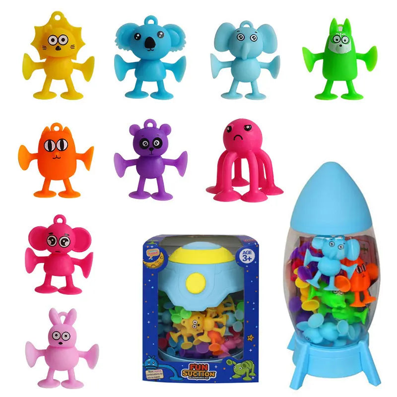 Soft Silicone Suction Animal Building Set for Kids