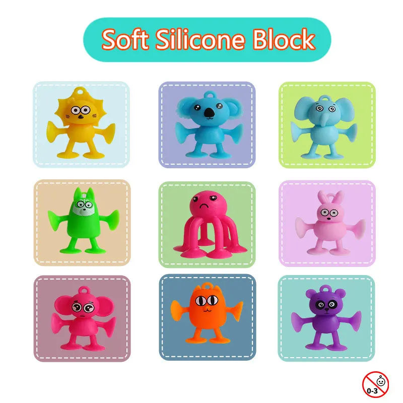 Soft Silicone Suction Animal Building Set for Kids