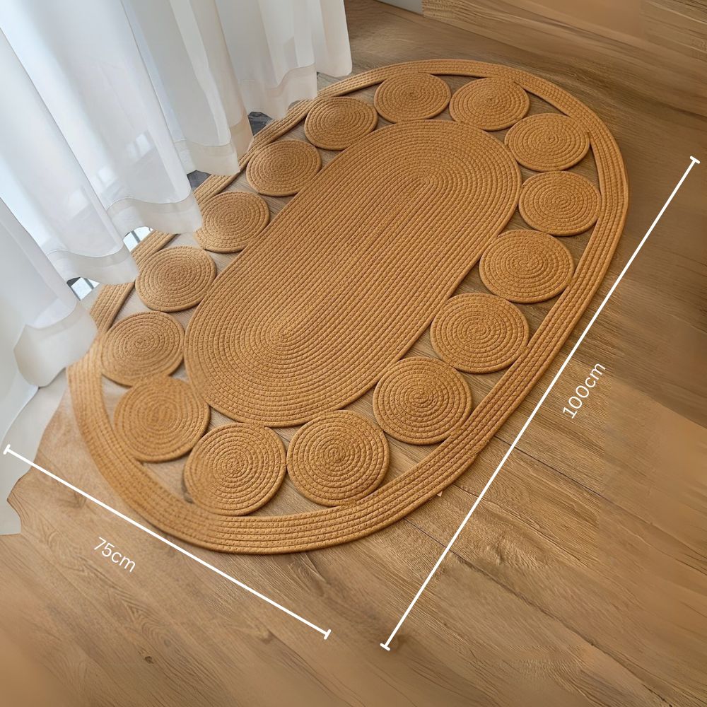 Sun Spiral Oval Bohemian Microfiber Rug